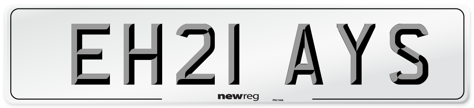 EH21 AYS Number Plate from New Reg